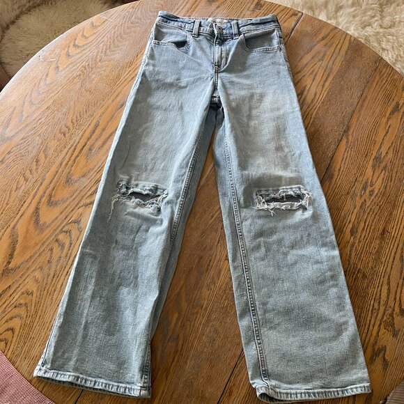 ABERCROMBIE & FITCH high rise wide leg distressed jean/adj waist/11/12 - Picture 1 of 7